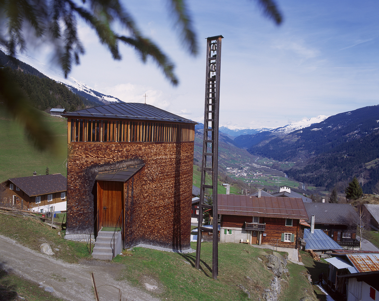 Zumthor's "Caplutta Sogn Benedetg" (St. Benedict's chapel in Romansch) in the village of Sumvit.