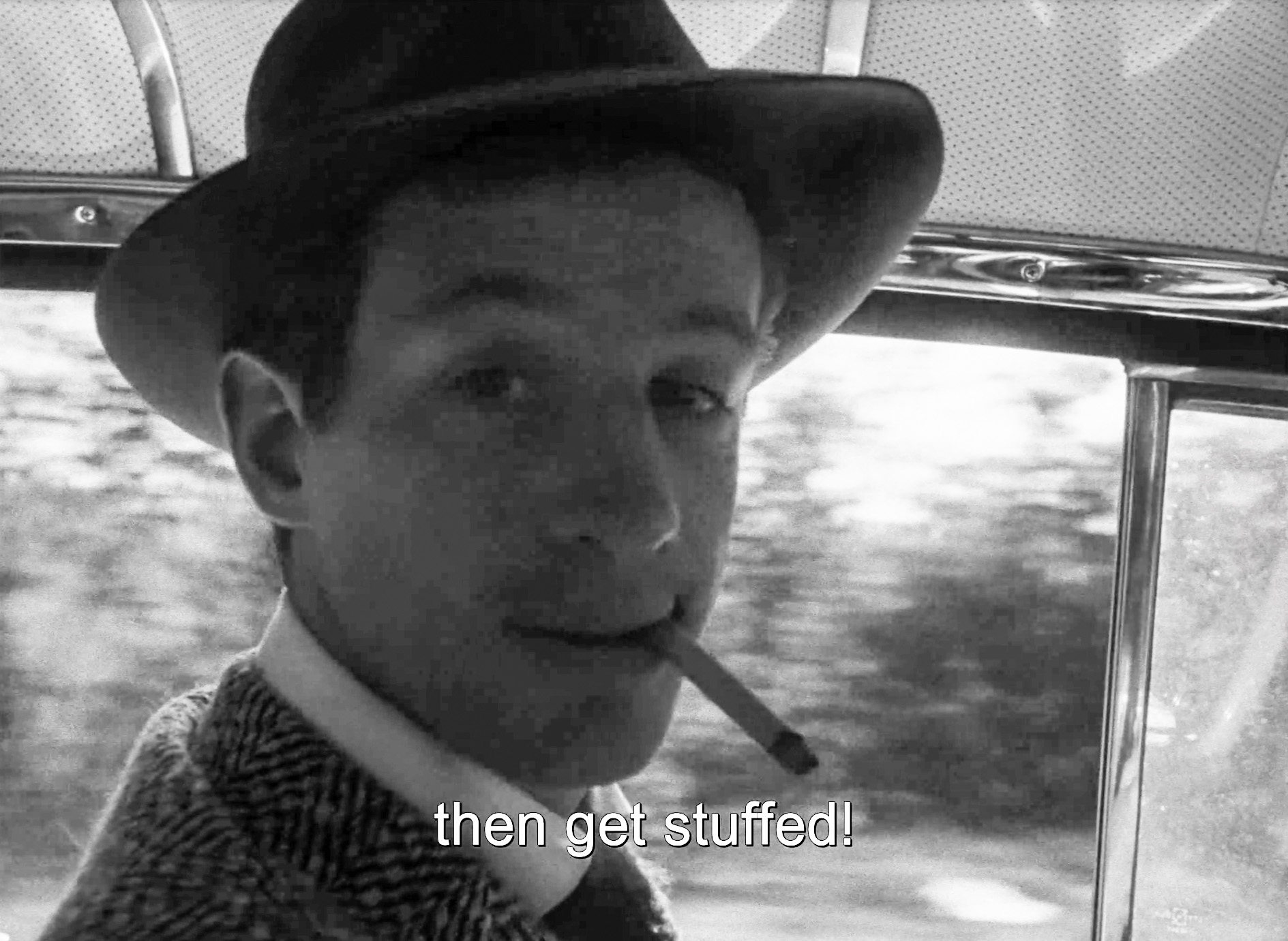 Jean Paul Belmondo in a scene from "Breathless" (1963).
