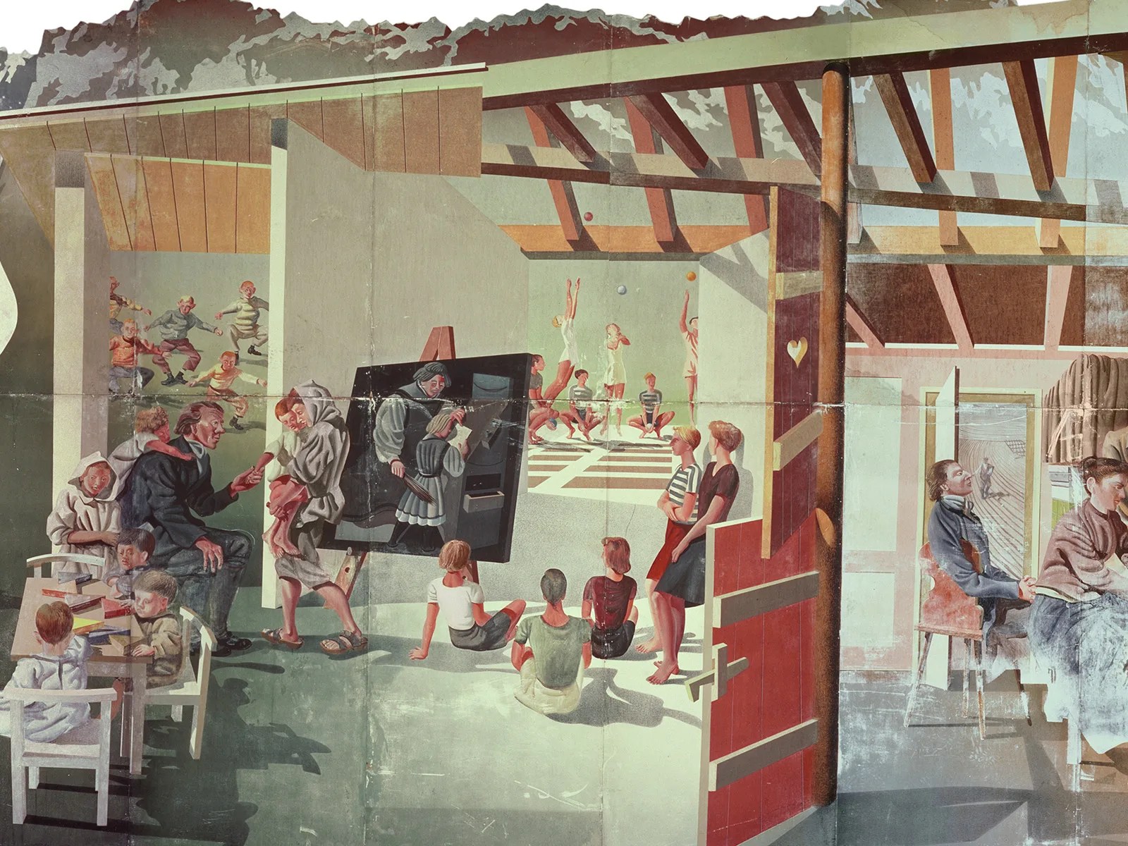 Extraits de la fresque «La Suisse, pays de vacances des peuples» de Hans Erni, 1939.