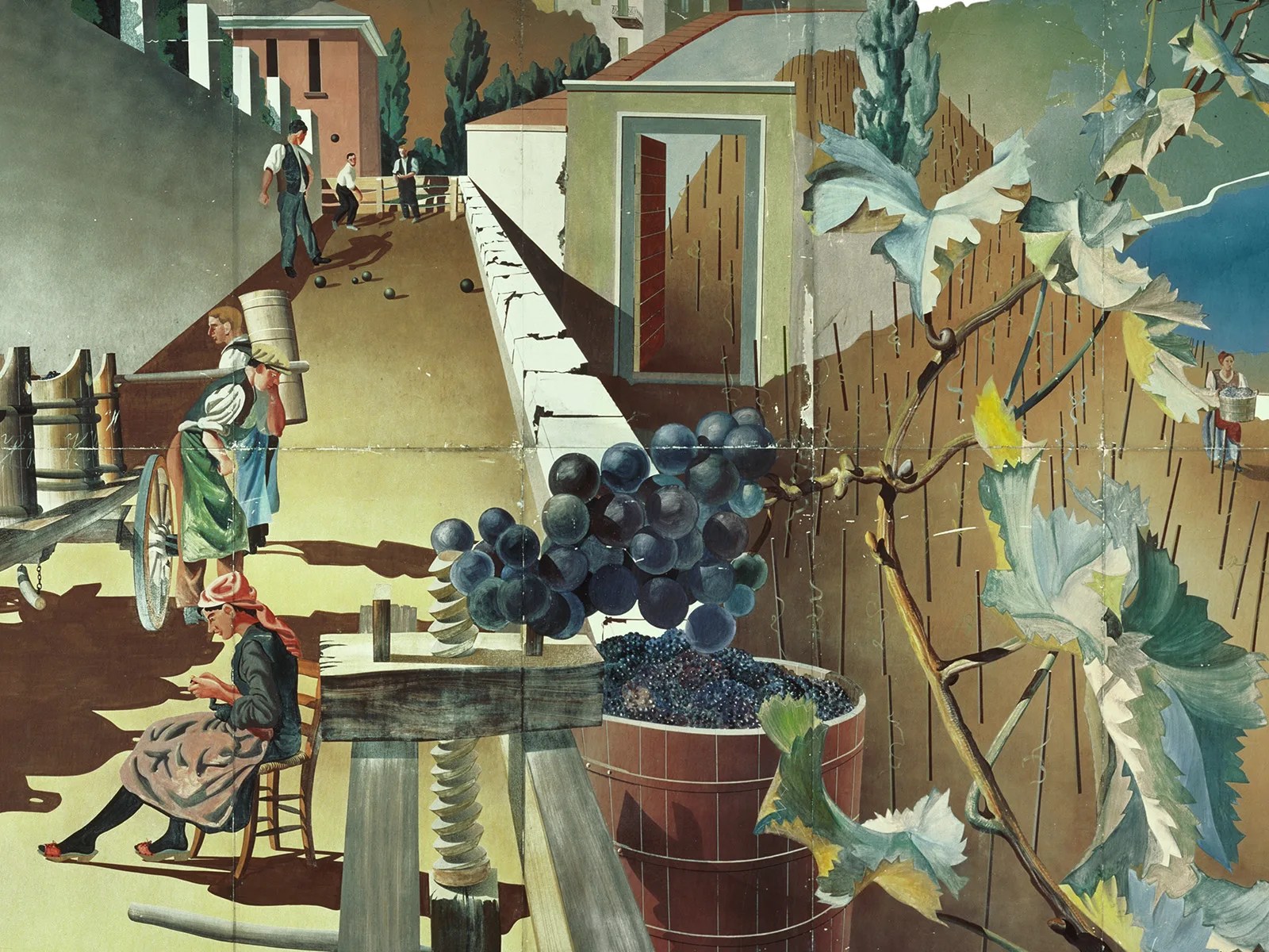 Extraits de la fresque «La Suisse, pays de vacances des peuples» de Hans Erni, 1939.