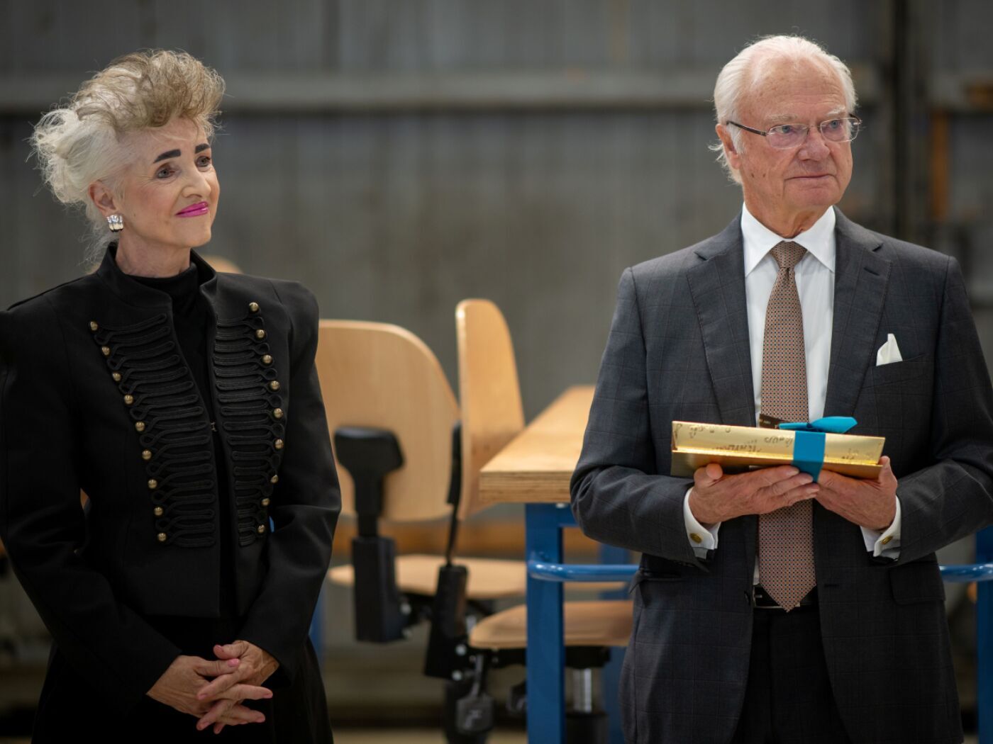la presidente del Governo zurighese, Carmen Walker Späh e il re di Svezia Carlo XVI Gustavo