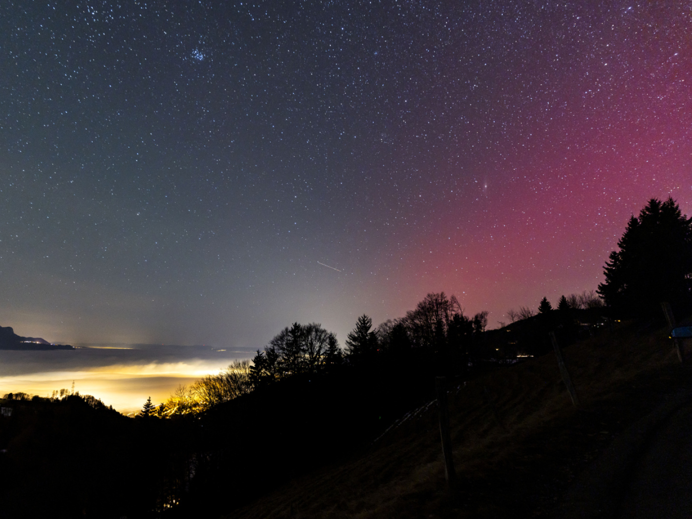 The Northern Lights in the Swiss night sky