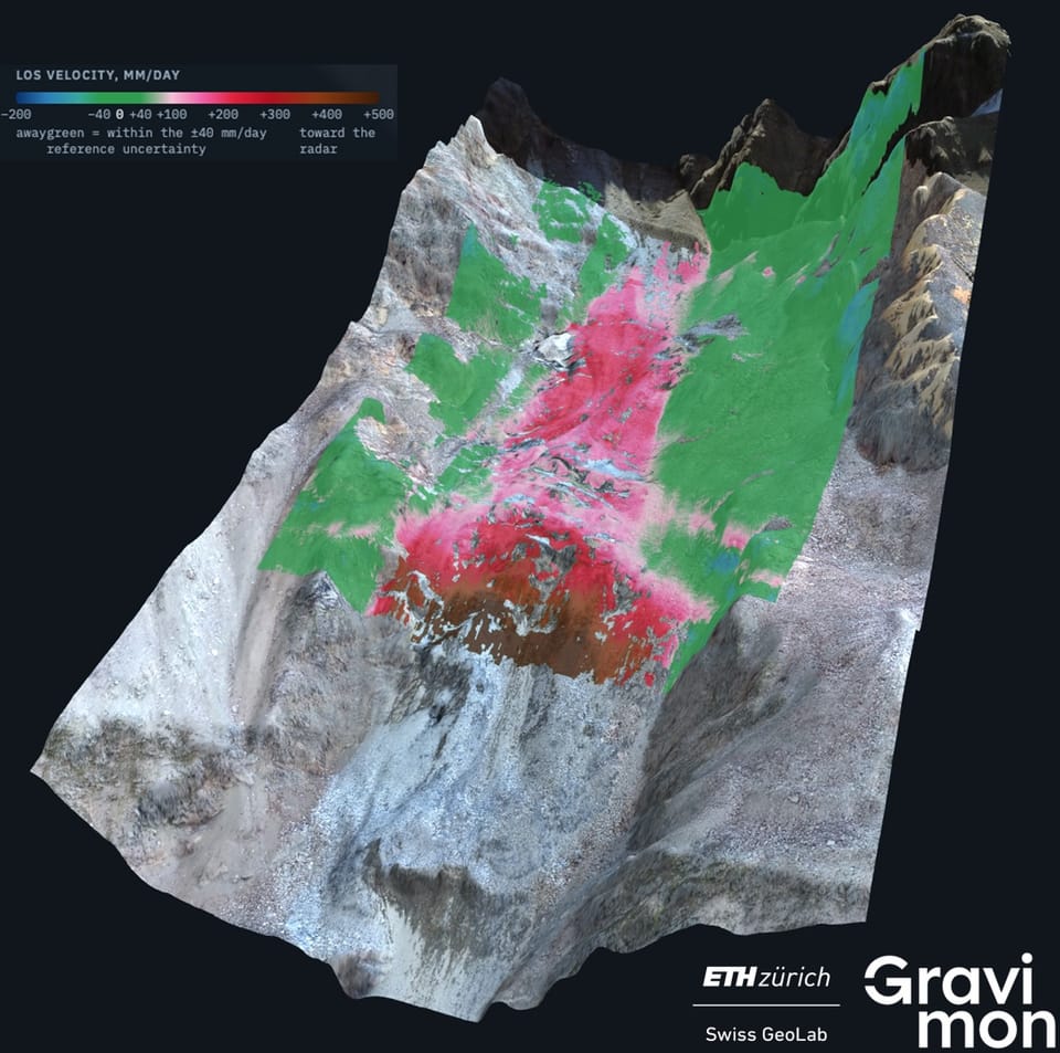 immagine radar di un rilievo montano