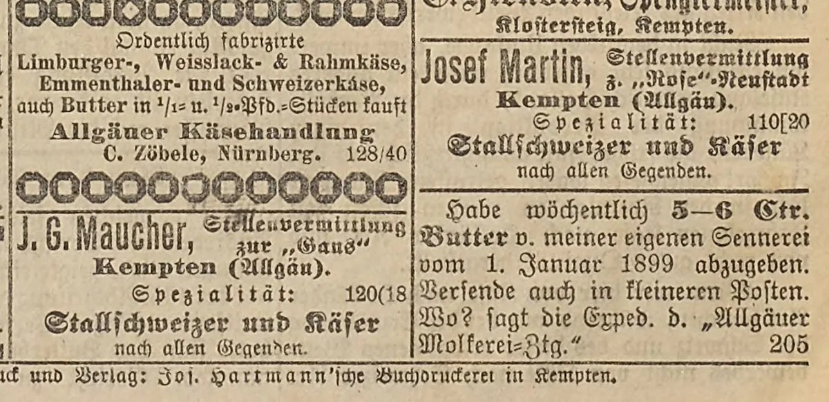 Anzeige in der deutschen Presse für Schweizer Viehhirten