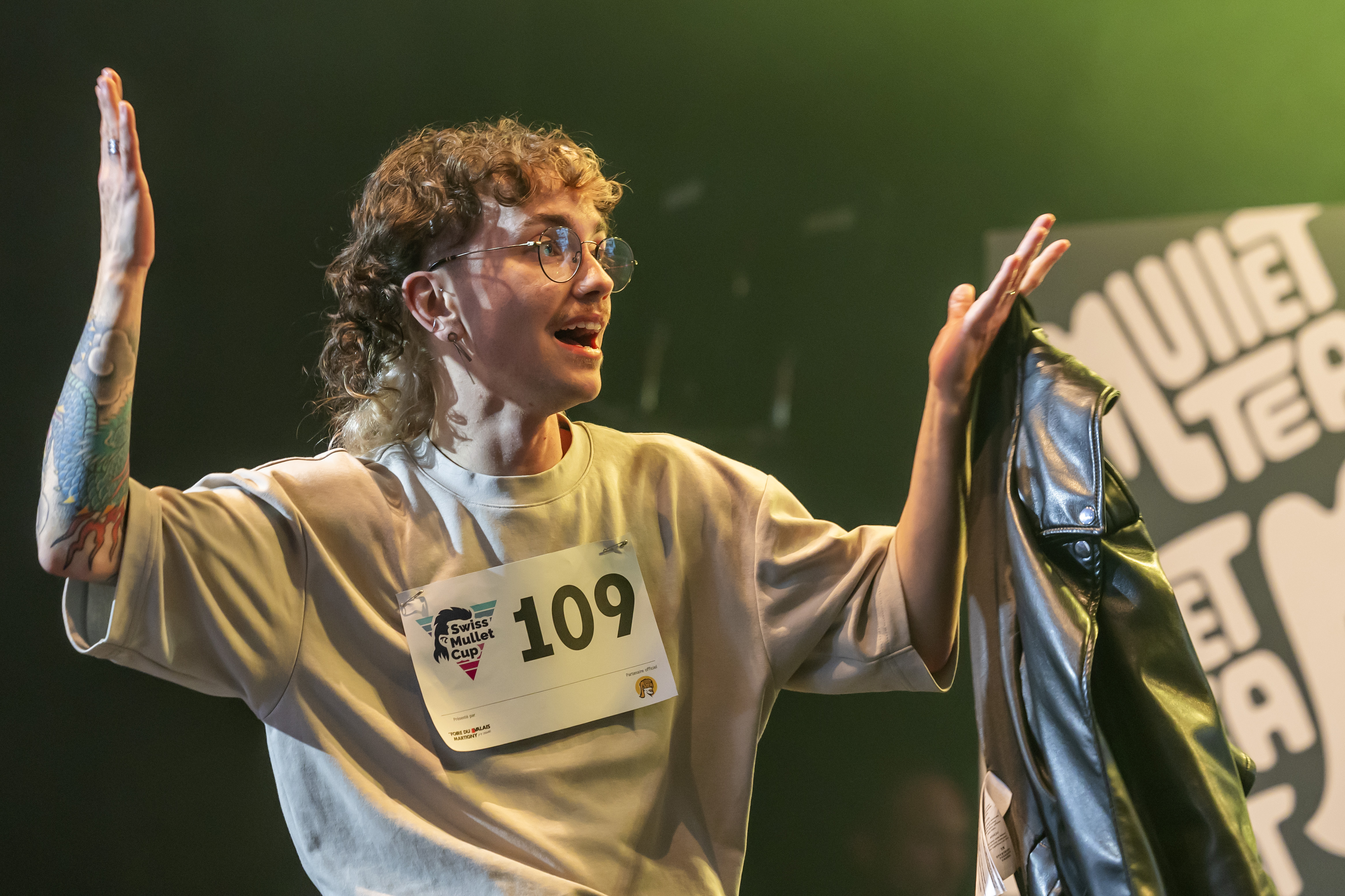 Un partecipante alla prima "Swiss Mullet Cup" nel 2024 a Martigny