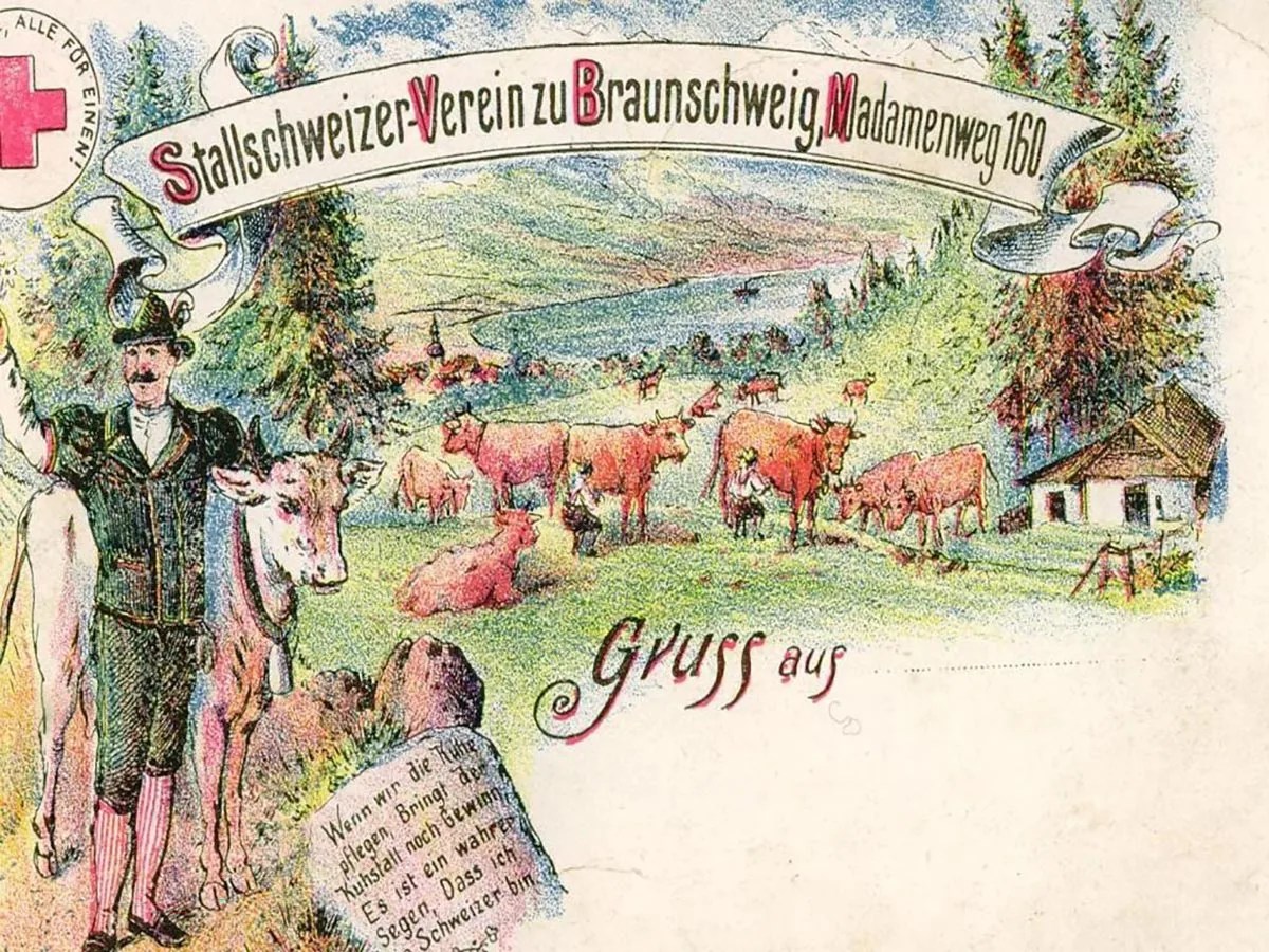 Postkarte des Vereins der Schweizer Stallbewohner