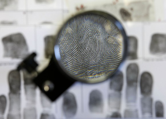 Fingerprint under magnifying glass