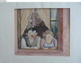 Painting by Wilhelm Lachnit: Man and woman in the window, 1923