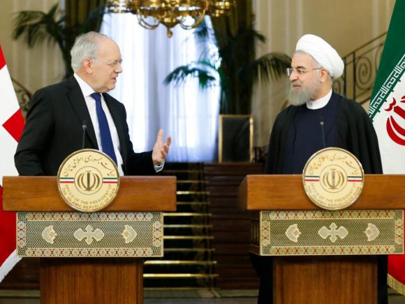 Bundesrat Johann Schneider-Amman und der iranische Präsident Hassan Rohani