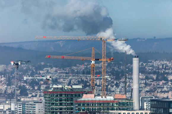 Smoke from an industrial chimney in Zurich
