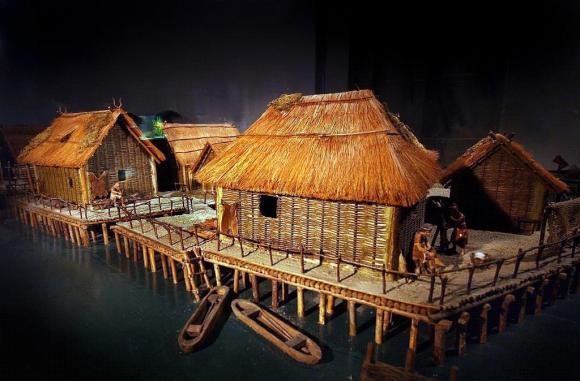 A model of a lake dwellers settlement