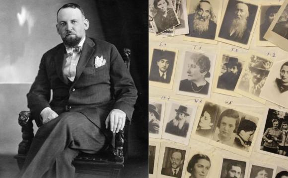 Aleksander Ładoś e alcuni ritratti impiegati per i falsi passaporti.