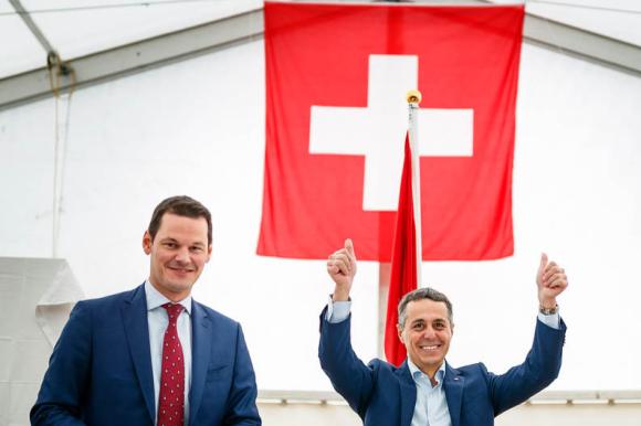 Os candidatos ao Conselho Federal Pierre Maudet e Ignazio Cassis