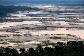 ペルーのラ・パンパでは、不法な金鉱業による水銀汚染でジャングルが荒廃した