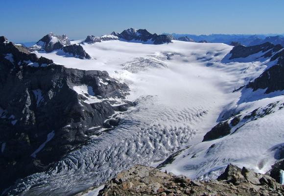 A view across the Hüfifirn or Hüfi Glacier in central Switzerland from 2007