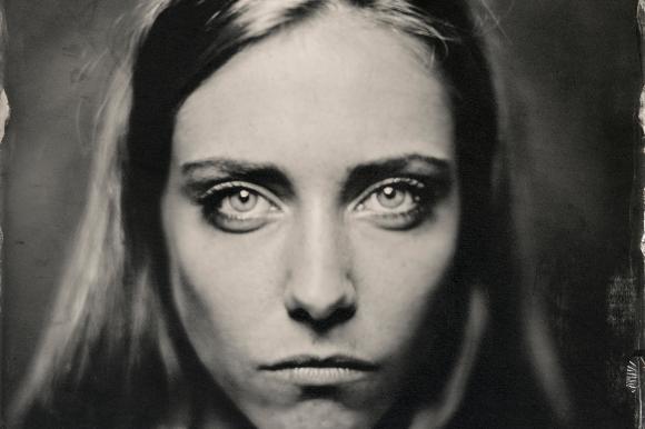 black and white portrait of a woman