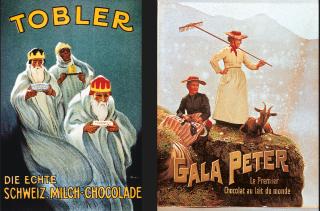 2 posters for Toblerone chocolate (left) and gala peter chocolate (right)