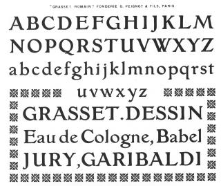 書体「グラッセ・ローマン」のデザイン。１９００年のパリ万国博覧会で紹介された