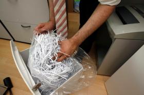 A bin full of shredded paper