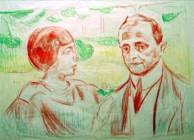 Print of Curt Glaser and his wife Elsa by Edvard Munch