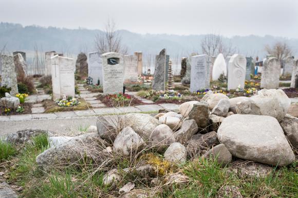 cemetery with rocks