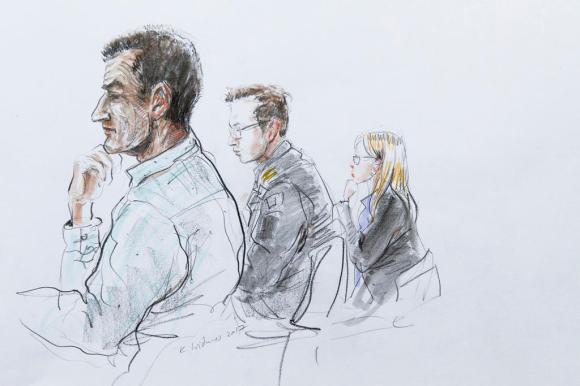 drawing of defendant in a court trial