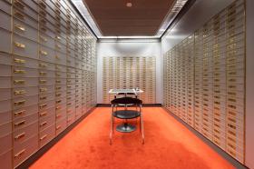 The vault of a bank with client safety deposit boxes in Switzerland
