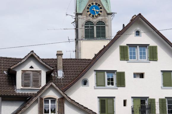 Church tower close to residents in Wädesnwil which is under dispute due to the noise of its tolling bells.