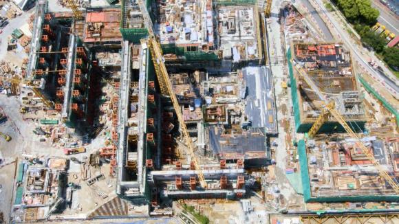 Aerial photograph of construction site