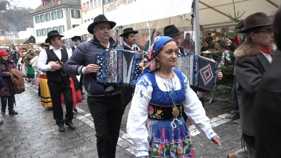Parade of Portuguese folk dancers