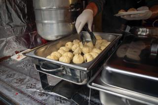Tibetan dumplings in a pan