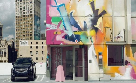 The mural, called Z garage, and a Cadillac XT5