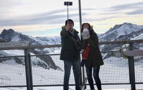 Tourists taking a selfie at Jungfraujoch