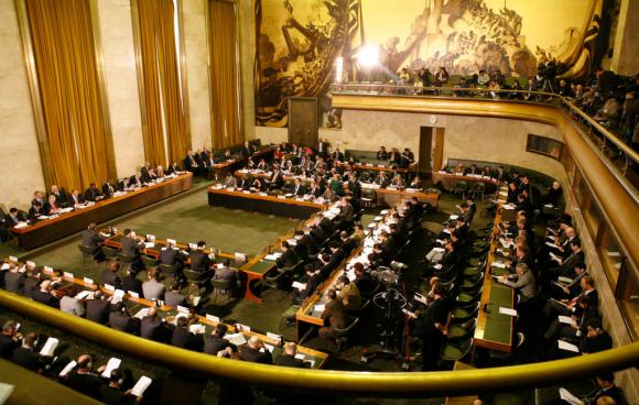 Ratssaal des Palais des Nations in Genf