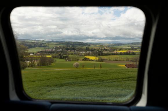 A picture of a view from a train window