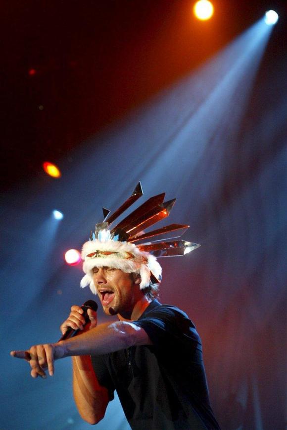 Jamiroquai performs at the Montreux Jazz Festival on July 9, 2002