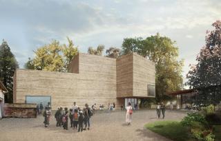 Vista exterior del proyecto de ampliación de la Fundación Beyeler en Riehen, cerca de Basilea.