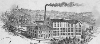 old image drawing of a factory