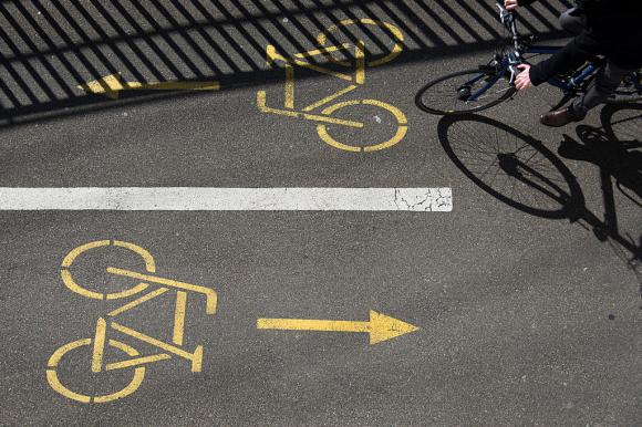 bike path signs on road