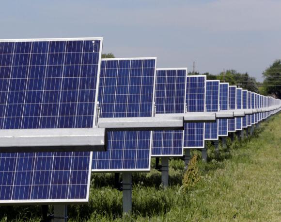 Row of solar energy panels
