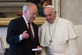 The then Swiss president (left) met Pope Francis in 2016 in the Vatican