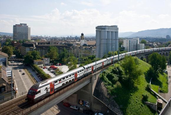 An intercity double-decker train of the Swiss Federal Railways
