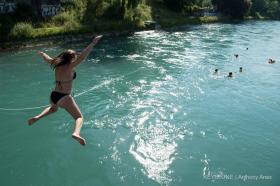 Jumping into the Aare