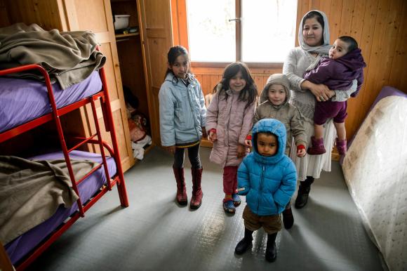 woman and children in asylum seekers centre