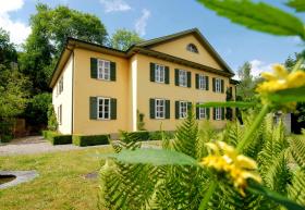 Klassizistische Villa mit gelber Fassade - Sitz des Zentrums für Demokratie Aarau