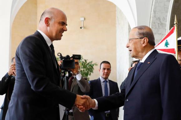 Swiss president Alain Berset and Lebanese President Michel Aoun