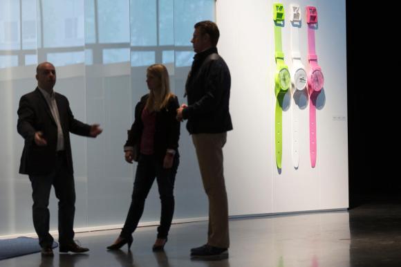 A Swatch display from a previous Baselworld event