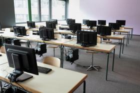 Empty classroom with computers