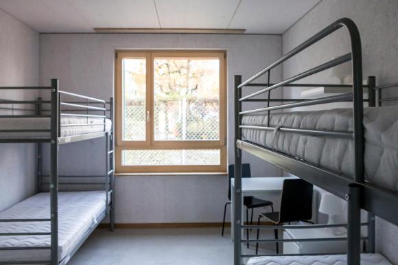 Bunk beds at an asylum centre in Lucerne