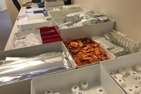 Drug material distributed at the injection centre reception in Lausanne.